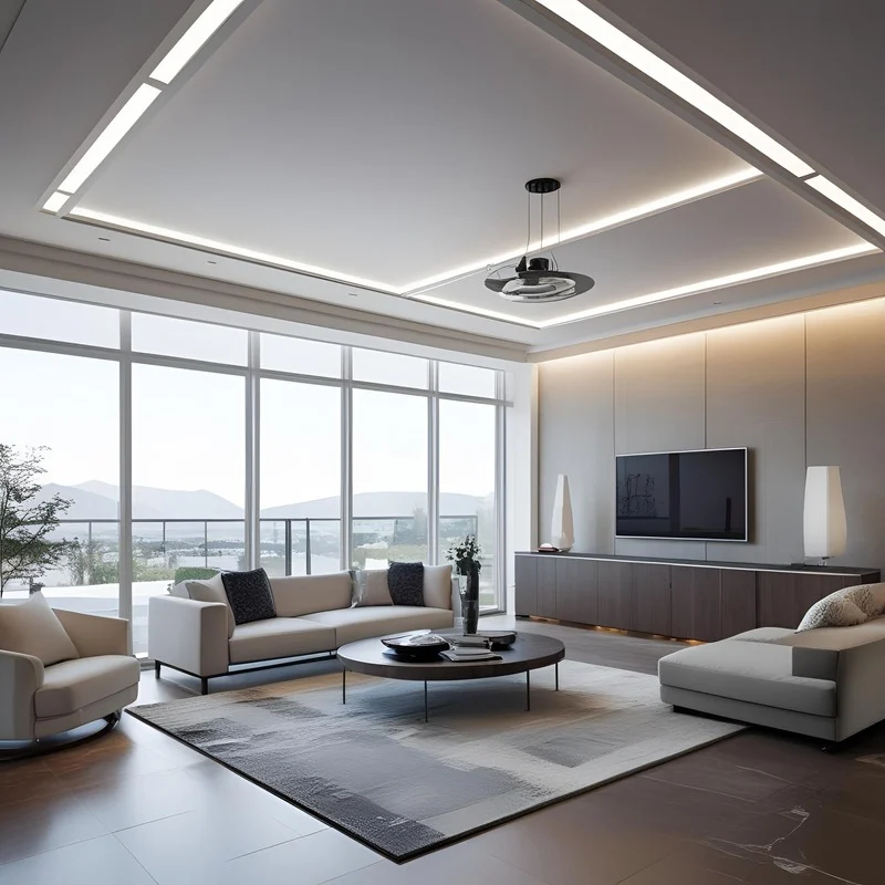 sufit napinany w salonie