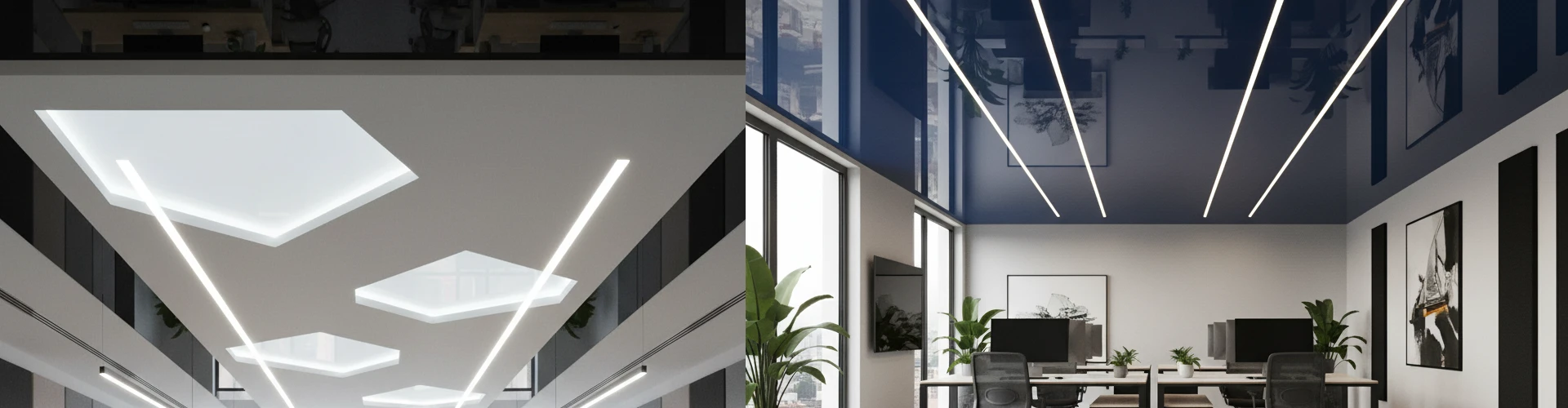 Sufit napinany w biurze i kuchni