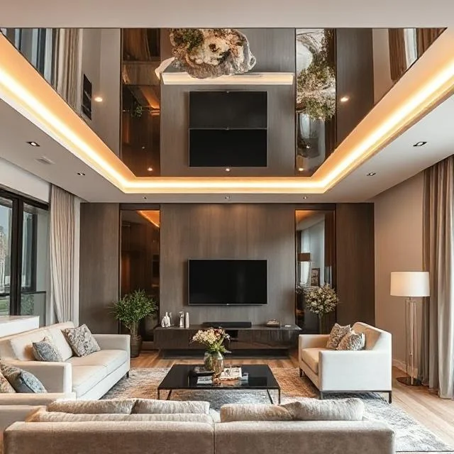 Sufit napinany w salonie