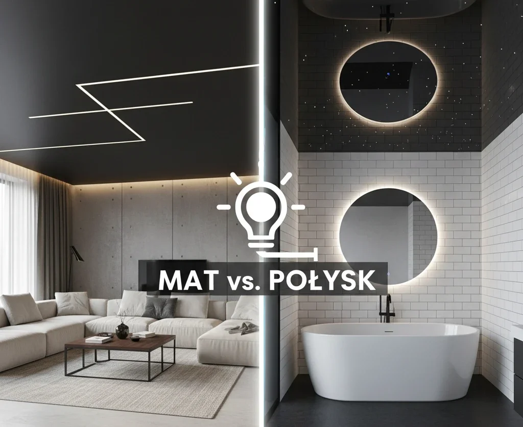 Czarny sufit napinany: mat czy połysk