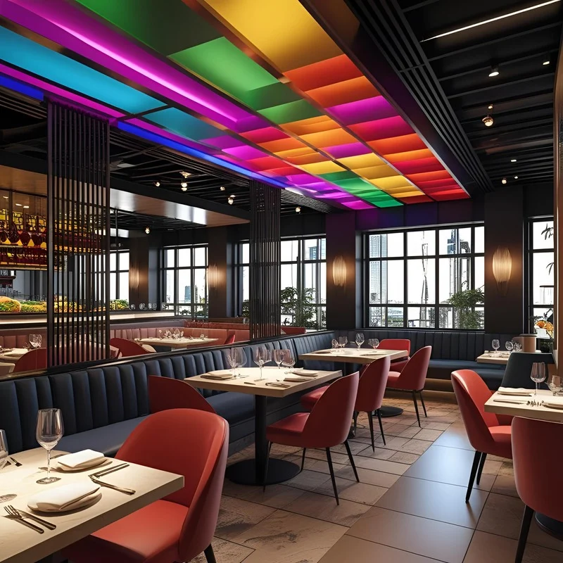 sufit napinany w restauracji