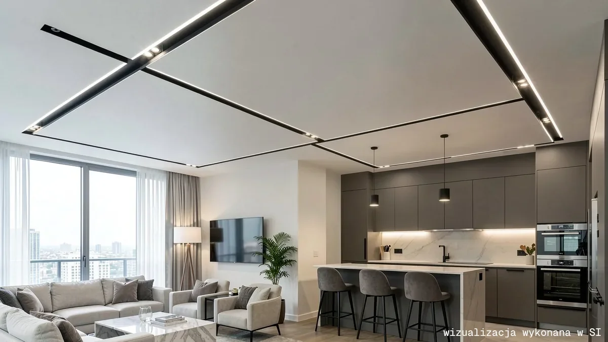 sufit napinany z oświetleniem led